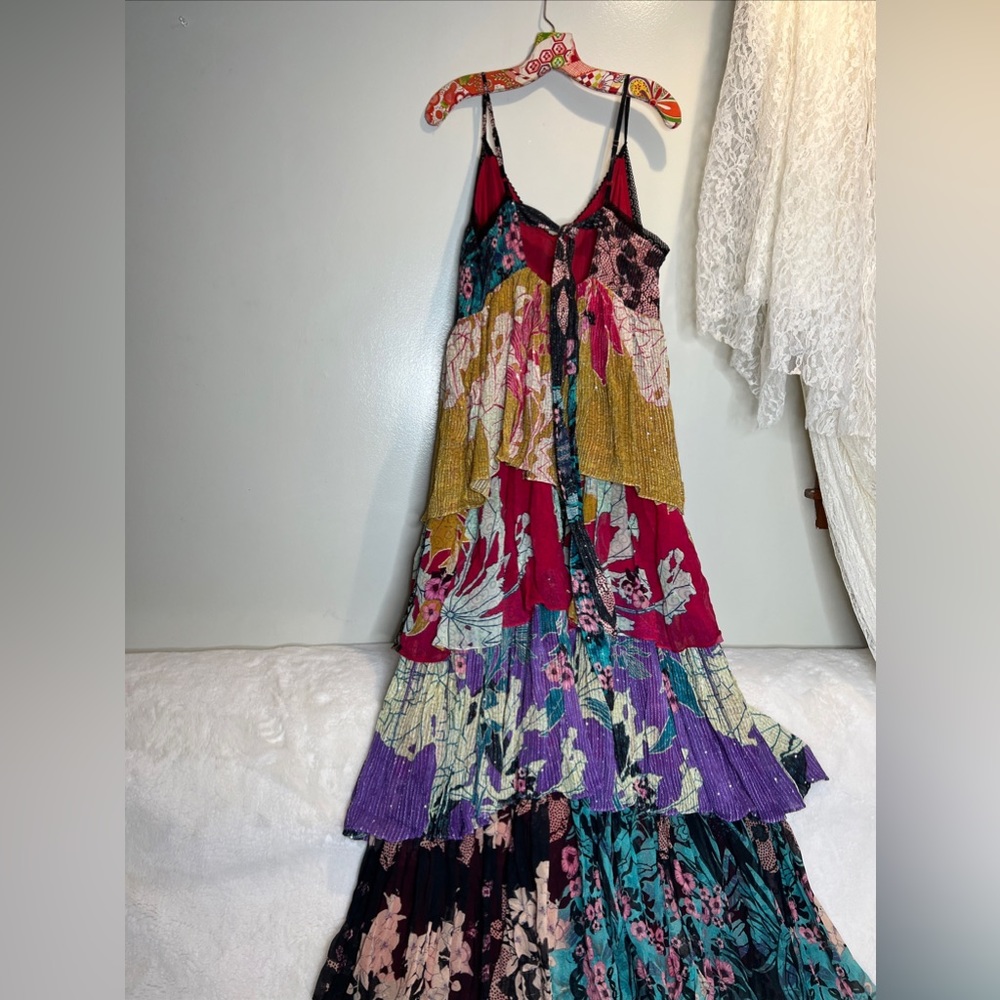 Anthropologie x Bhanuni by Jyoti Tiered Mixed Print Embellished Maxi Dress - Picture 8 of 11